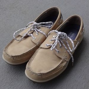 Sebago Docksides Castine Taupe Leather Size 8 Shoe